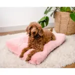 Legowisko Shaggy MIMIKO L prostokątne różowe 65x45cm