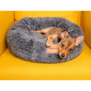 Legowisko Shaggy MIMIKO M grafitowe okrągłe 45cm