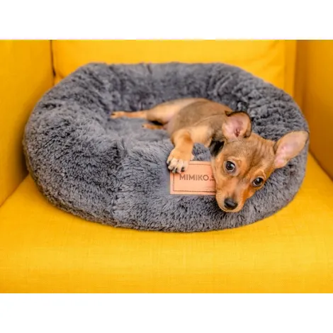 Legowisko Shaggy MIMIKO M grafitowe okrągłe 45cm