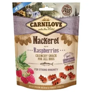 Przysmaki dla psa CARNILOVE Crunchy makrela malina 200g-chrupiące, naturalne smakołyki rybne dla psa.