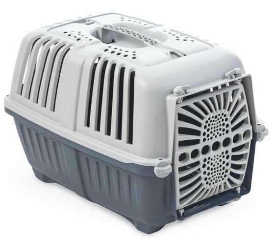 Transporter dla kota mały marki YARRO pratiko plastik niebiesko szary