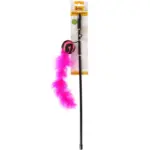 Zabawka dla kota DINGO wędka piłka z ogonem róż