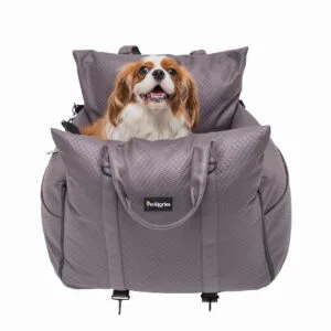 Fotelik samochodowy PETSTORIES grafit + torba 56x48x46cm