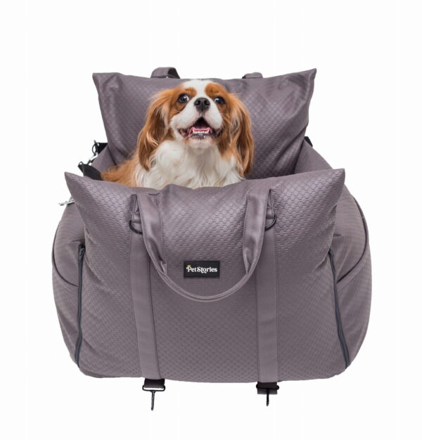 Fotelik samochodowy PETSTORIES grafit + torba 56x48x46cm