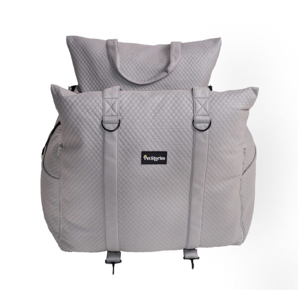 Fotelik samochodowy PETSTORIES szary + torba 47,5x42x45,5cm