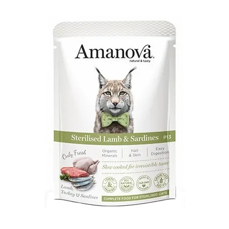 Karma dla kota AMANOVA sterilised jagnię sardynki 85g