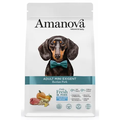 Karma dla psa AMANOVA Adult Mini Exigent Iberian wieprzowina 2kg Karma dla psa AMANOVA Adult Mini Exigent Iberian wieprzowina 2kg