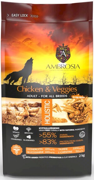 Karma dla psa AMBROSIA Kurczak i Warzywa 12kg Karma dla psa AMBROSIA Kurczak i Warzywa 12kg