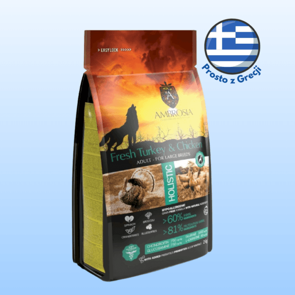 Karma dla psa AMBROSIA Large Breed Świeży Indyk i Kurczak 2kg