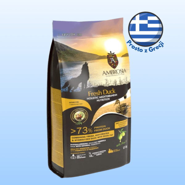 Karma dla psa AMBROSIA Mediterranean Sensitive Świeża Kaczka 1.5kg