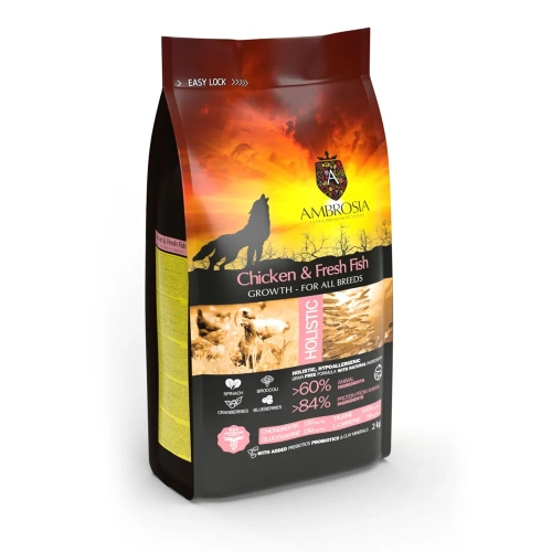 Karma dla psa AMBROSIA Puppy Kurczak i Świeża Ryba 2kg Karma dla psa AMBROSIA Puppy Kurczak i Świeża Ryba 2kg