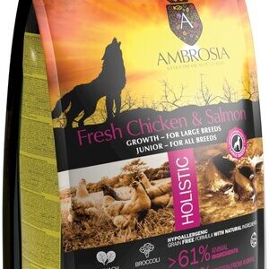 Karma dla psa AMBROSIA Puppy Large Breed Świeży Kurczak i Łosoś 12kg