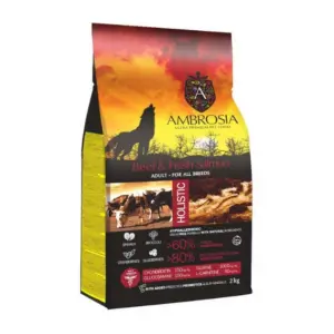 Karma dla psa AMBROSIA Wołowina i Świeży Łosoś 2kg