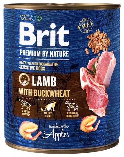 Karma dla psa BRIT premium by nature jagnięcina gryka 800g