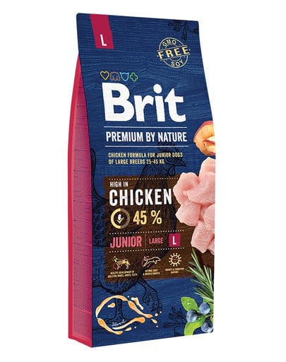 Karma dla psa BRIT premium by nature junior L 15kg