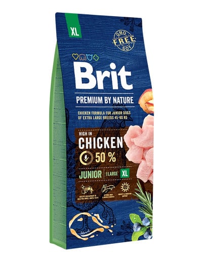 Karma dla psa BRIT premium by nature junior XL 15kg