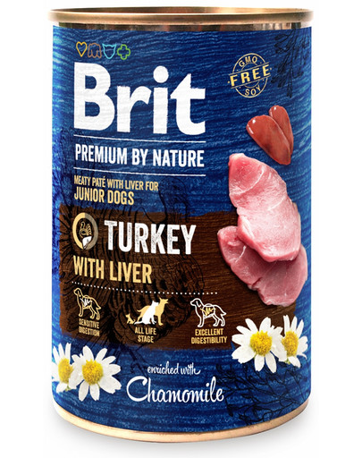 Karma dla psa BRIT premium by nature junior indyk wątroba 400g