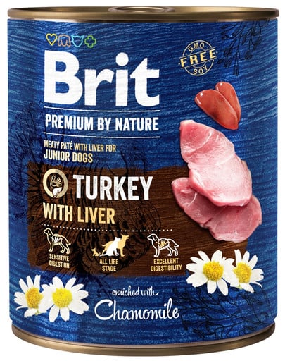 Karma dla psa BRIT premium by nature junior indyk wątroba 800g