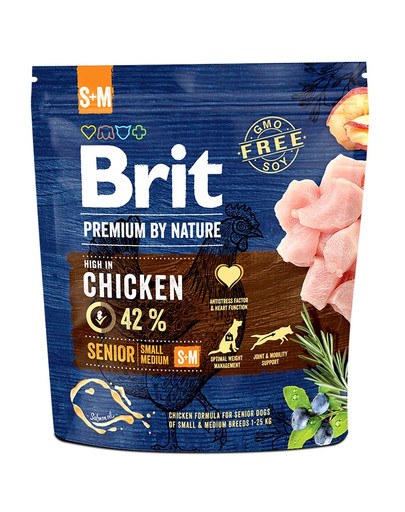 Karma dla psa BRIT premium by nature senior S-M 1kg