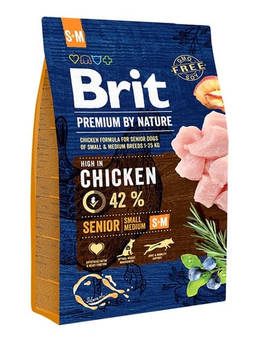 Karma dla psa BRIT premium by nature senior S-M 3kg