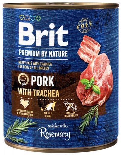 Karma dla psa BRIT premium by nature wieprzowina tchawica 800g