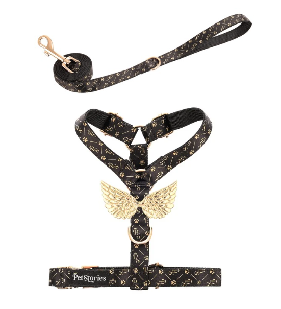 Komplet PETSORIES smycz szelki sygn czarny