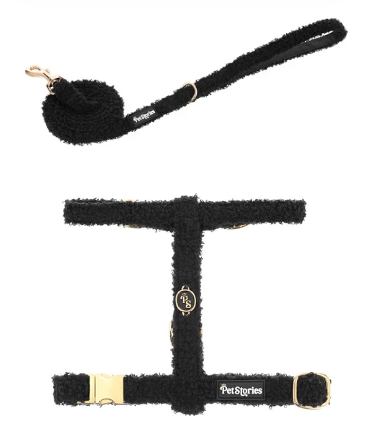 Komplet PETSORIES smycz szelki teddy czarne