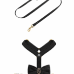 Komplet PETSORIES smycz szelki velvet bow czarny