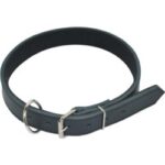 Obroża dla psa CHABA podwójna skóra+kółko 25-65cm czarna