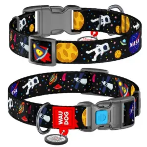 Obroża dla psa COLLAR z QR-paszportem wzór NASA 15mm 25-35cm