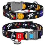 Obroża dla psa COLLAR z QR-paszportem wzór NASA 20mm 28-40cm