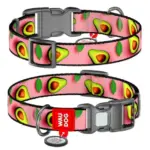 Obroża dla psa COLLAR z QR-paszportem wzór awokado na różu M