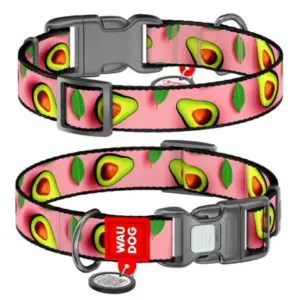 Obroża dla psa COLLAR z QR-paszportem wzór awokado na różu S