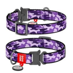 Obroża dla psa COLLAR z QR-paszportem wzór fioletowe camo 25mm 37-58cm