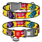 Obroża dla psa COLLAR z QR-paszportem wzór futrzane potwory XXL