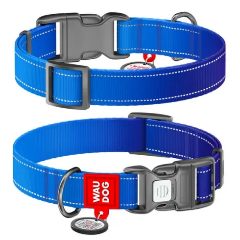 Obroża odblaskowa dla psa COLLAR z QR-paszportem L niebieska Obroża odblaskowa dla psa COLLAR z QR-paszportem L niebieska