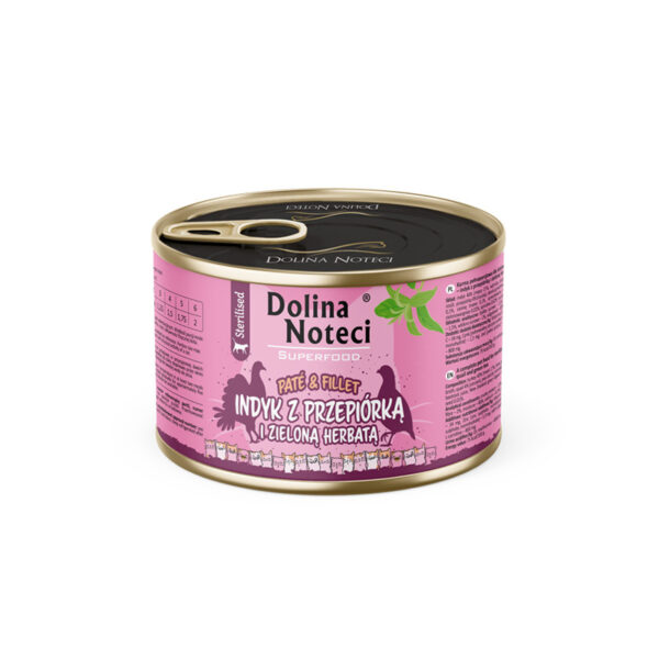 Karma dla kota DOLINA NOTECI przepiórka indyk zielona herbata 185g