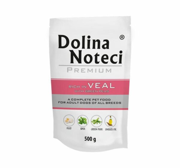 Karma dla psa DOLINA NOTECI cielęcina zielony groszek sasz. 500g