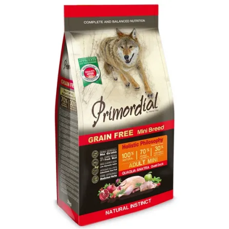 Karma dla psa PRIMORDIAL grain free mini przepiórka kaczka 6kg