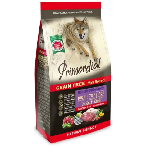 Karma dla psa PRIMORDIAL grain free mini sardynka gęś 2kg Karma dla psa PRIMORDIAL grain free mini sardynka gęś 2kg