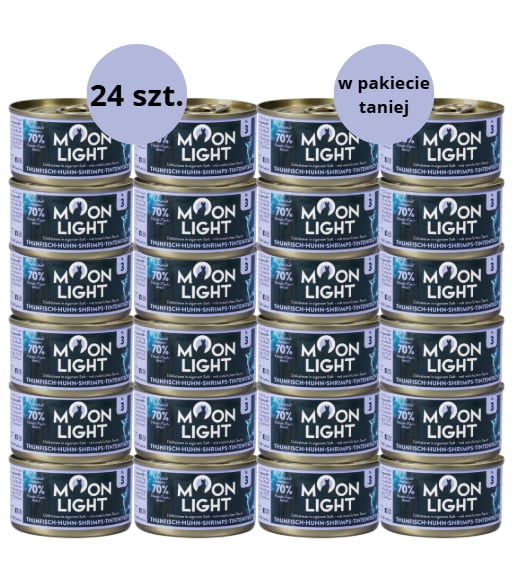 Karma dla kota MOONLIGHT DINNER tuńczyk kurczak krewetki kałamarnica 24x80g