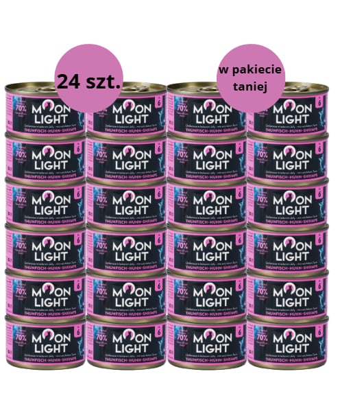 Karma dla kota MOONLIGHT DINNER tuńczyk kurczak krewetki w galarecie 24x80g
