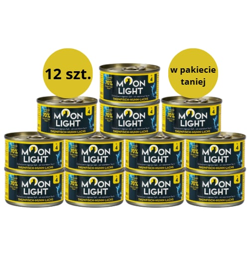 Karma dla kota MOONLIGHT DINNER tuńczyk kurczak łosoś 12x80g Karma dla kota MOONLIGHT DINNER tuńczyk kurczak łosoś 12x80g