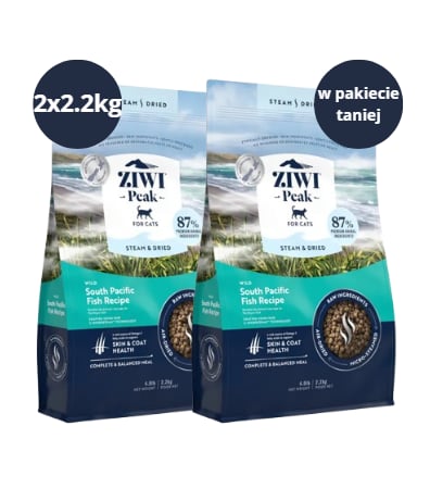 Karma dla kota ZIWI PEAK Steam&Dried Dzikie Ryby z Południowego Pacyfiku 2x2.2kg Karma dla kota ZIWI PEAK Steam&Dried Dzikie Ryby z Południowego Pacyfiku 2x2.2kg