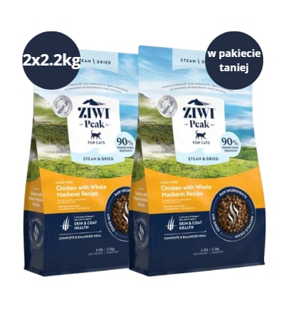 Karma dla kota ZIWI PEAK Steam&Dried Kurczak z Makrelą 2x2.2kg