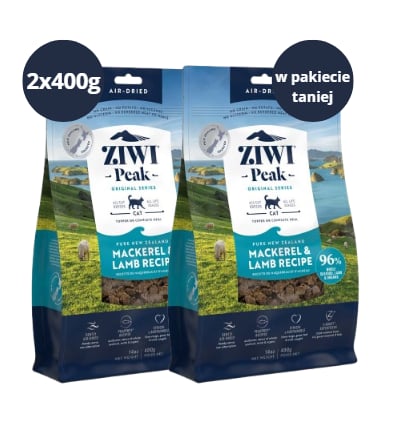 Karma dla kota ZIWI PEAK makrela jagnięcina 2x400g