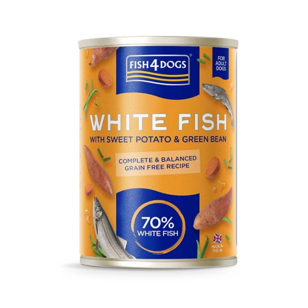 Karma dla psa FISH4DOGS biała ryba bataty zielona fasolka 395g