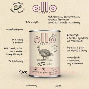 Karma dla psa OLLO Puppy pure indyk 400g