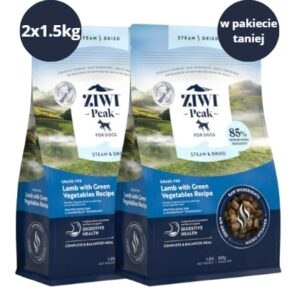 Karma dla psa ZIWI PEAK Steam&Dried Jagnięcina z Zielonymi Warzywami 2x1.5kg