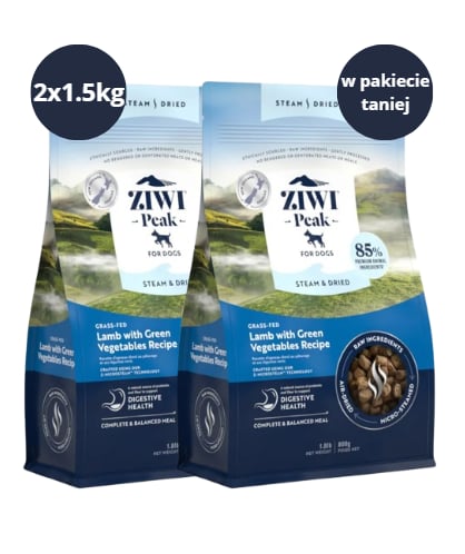 Karma dla psa ZIWI PEAK Steam&Dried Jagnięcina z Zielonymi Warzywami 2x1.5kg Karma dla psa ZIWI PEAK Steam&Dried Jagnięcina z Zielonymi Warzywami 2x1.5kg